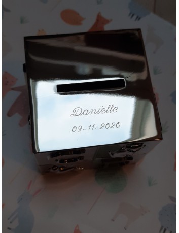 Spaarpot Kubus ABC met gravering