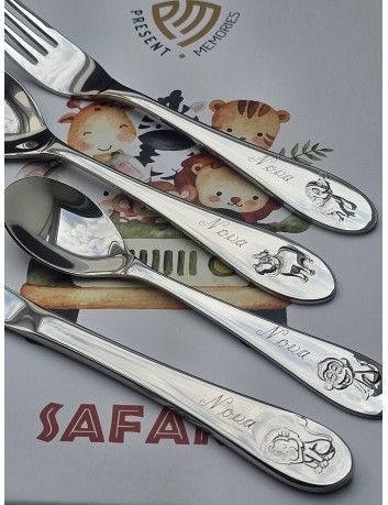Kinderbestek Safari - Gratis Gegraveerd