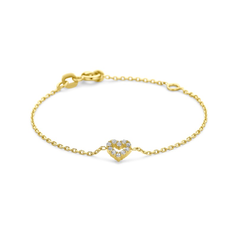 Gouden Armband Hart zirkonia 11 + 2 cm