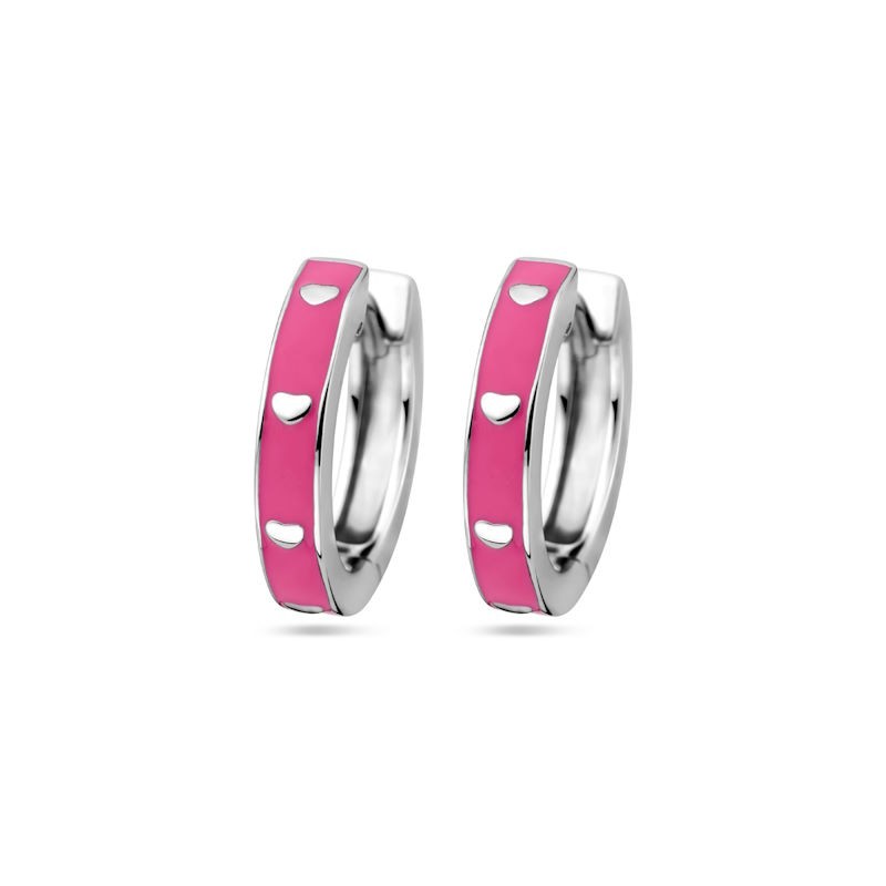 Zilveren Klapoorringen Roze Emaille Zilveren Klapoorringen Roze Emaille