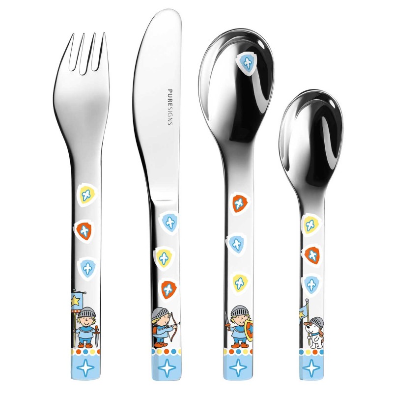 Kinderbestek Ridder Miko 4-delig Puresigns - Gratis Gravering