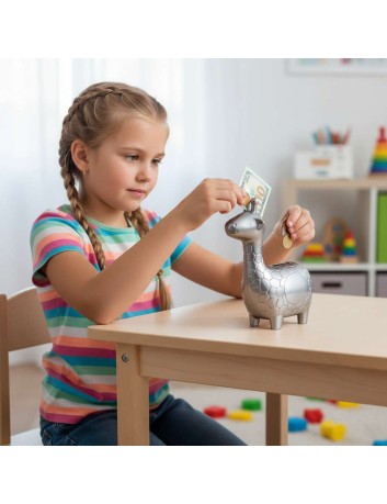 Spaarpot giraffe Zilverstad - Gratis gegraveerd.