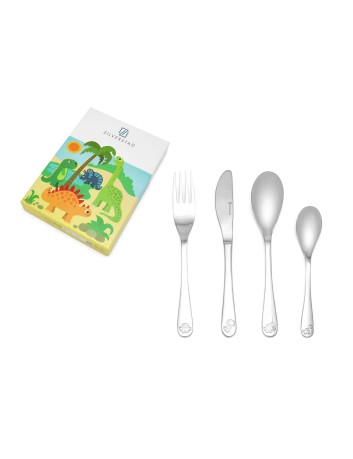 Zilverstad kinderbestek Dinosaurus met naam