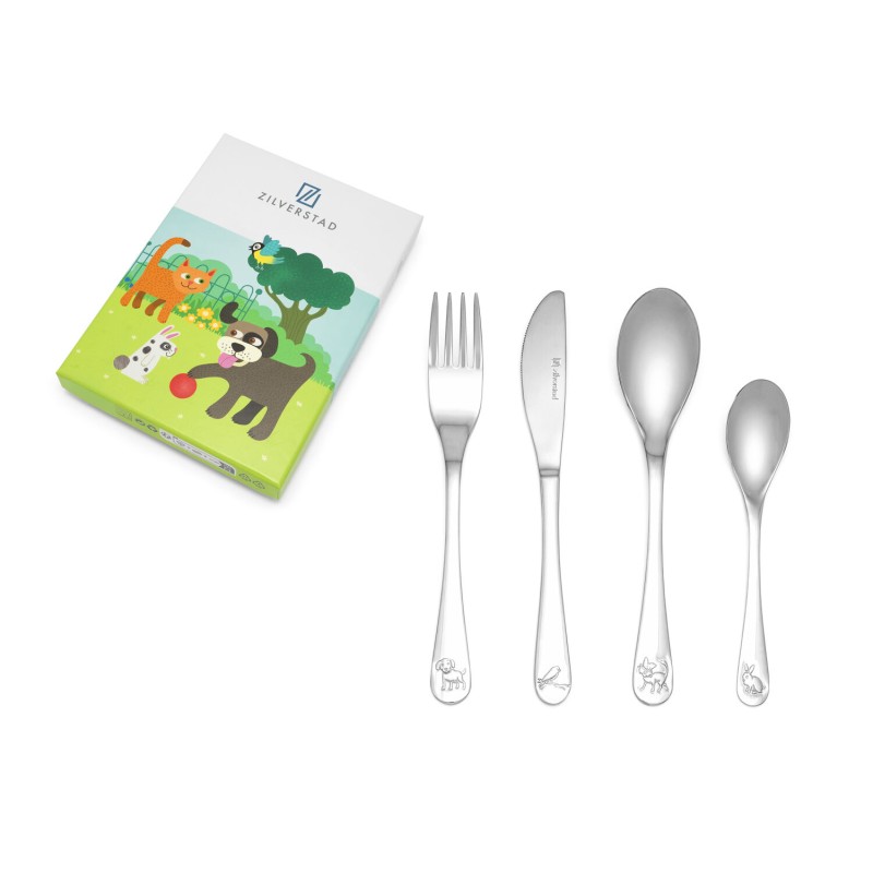 Zilverstad kinderbestek Huisdieren met naam