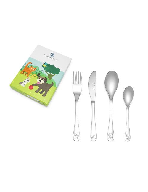Zilverstad kinderbestek Huisdieren met naam