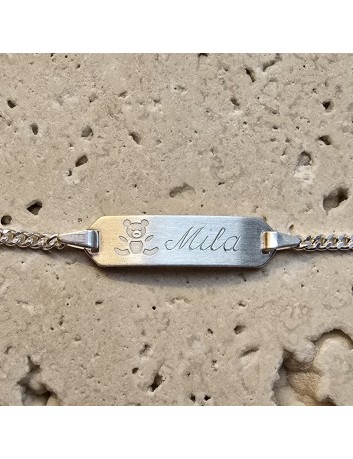 Baby armbandje Beer met vlakke gourmetschakel