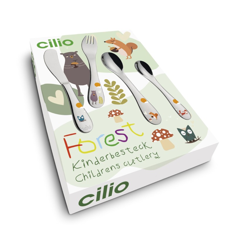 Cilio Kinderbestek Forest 4-delig met naam - Gratis gegraveerd