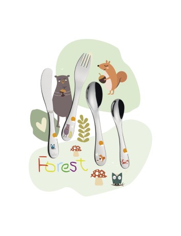 Cilio Kinderbestek Forest 4-delig met naam - Gratis gegraveerd