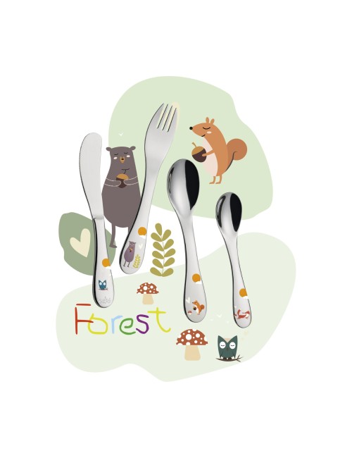 Cilio Kinderbestek Forest 4-delig met naam - Gratis gegraveerd