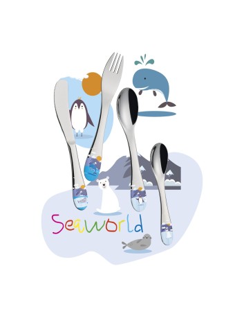 Cilio Kinderbestek Seaworld 4-delig met naam - Gratis gegraveerd