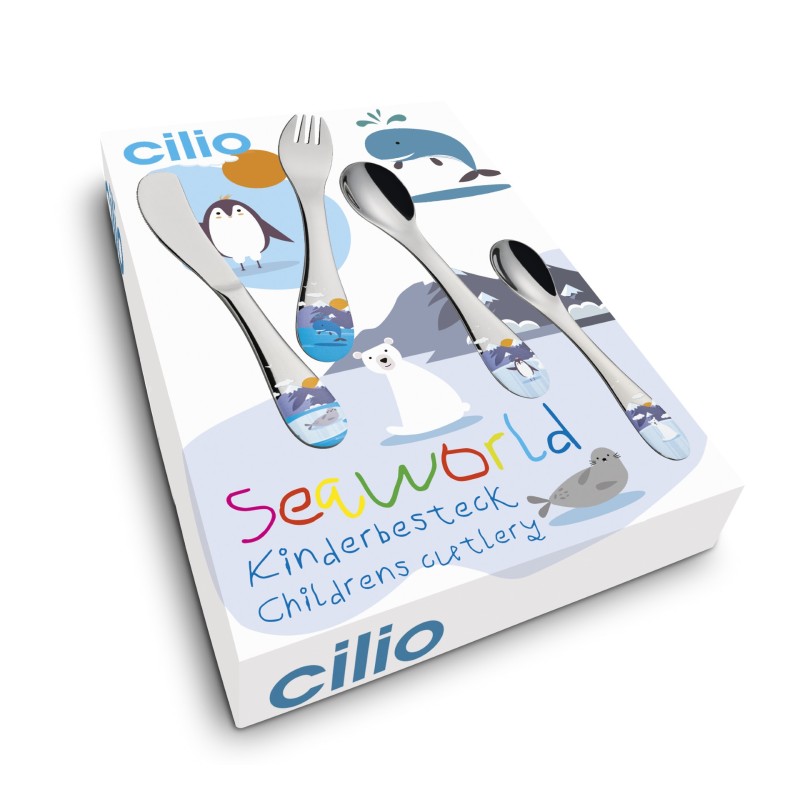 Cilio Kinderbestek Seaworld 4-delig met naam - Gratis gegraveerd