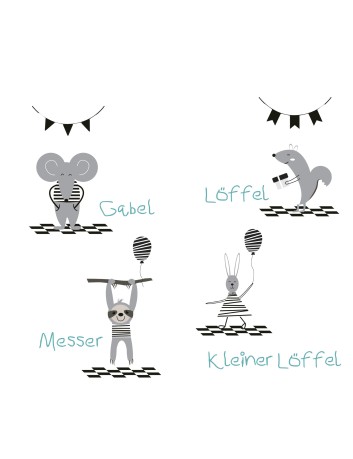 Cilio Kinderbestek Party 4-delig met naam - Gratis gegraveerd