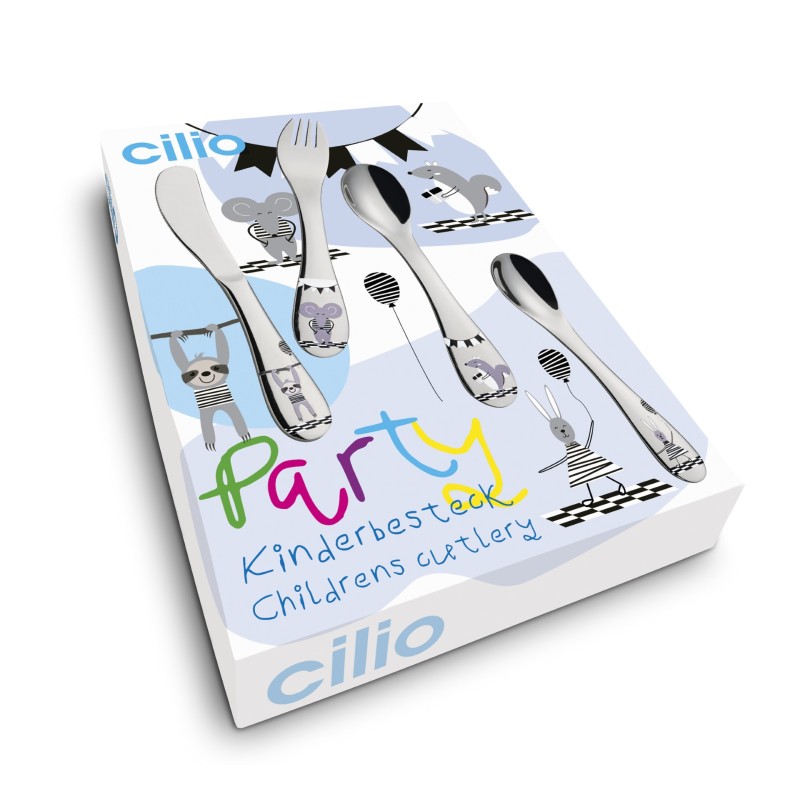 Cilio Kinderbestek Party 4-delig met naam - Gratis gegraveerd