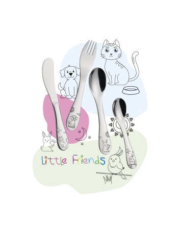 Cilio Kinderbestek Little Friends 4-delig met naam - Gratis gegraveerd