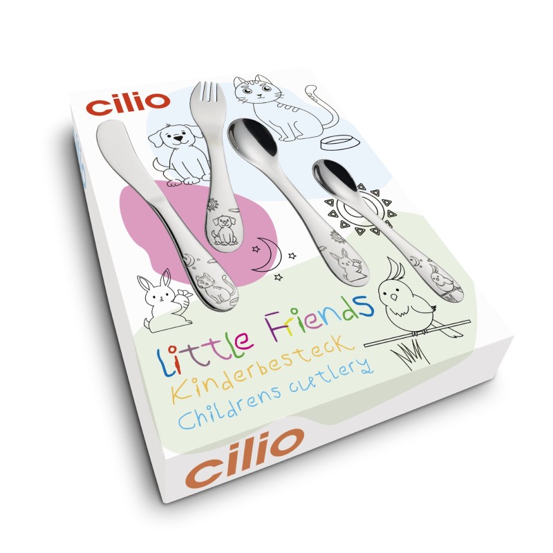 Cilio Kinderbestek Little Friends 4-delig met naam - Gratis gegraveerd