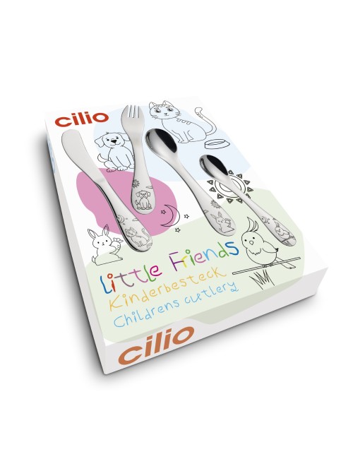 Cilio Kinderbestek Little Friends 4-delig met naam - Gratis gegraveerd
