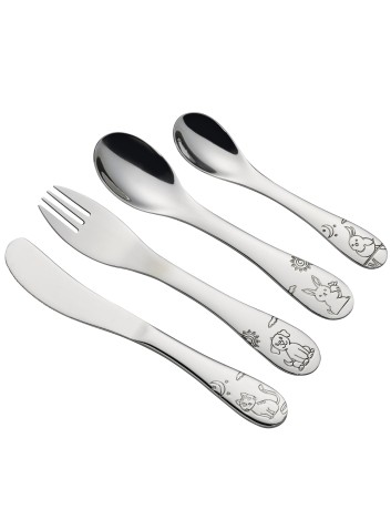 Cilio Kinderbestek Little Friends 4-delig met naam - Gratis gegraveerd