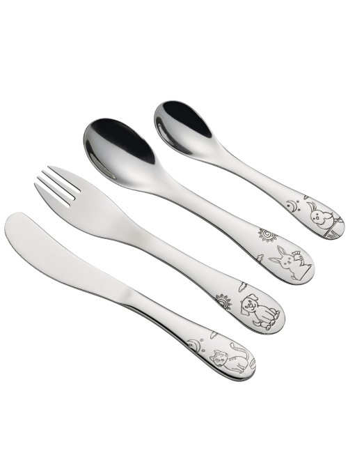 Cilio Kinderbestek Little Friends 4-delig met naam - Gratis gegraveerd