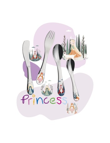 Cilio Kinderbestek Princess 4-delig met naam - Gratis gegraveerd