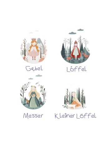 Cilio Kinderbestek Princess 4-delig met naam - Gratis gegraveerd