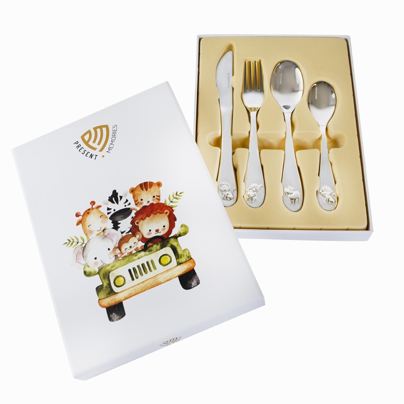Kinderbestek Safari Present Memories - Gratis Gegraveerd
